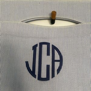 Mark & Graham Blue & White Striped Gingham Beach Tote